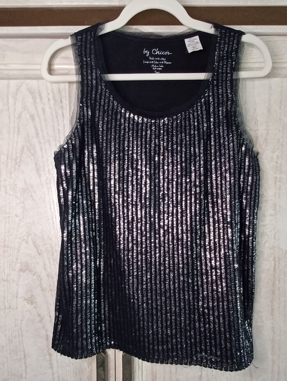 By Chicos Black Sequin Tank Top